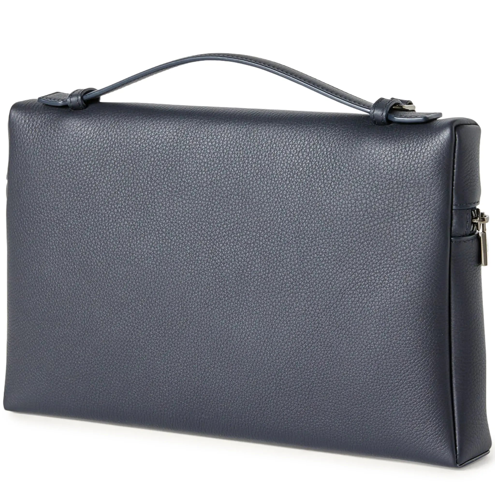 Back View of Loro Piana Extra Pouch L29 Calfskin Blue Navy Onyx FAN9085_W1BI